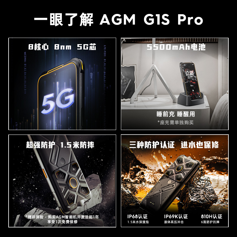 AGM G1S Pro 三防红外热成像5G手机 高精度成像 防水防摔户外全网通智能手机 - 图2