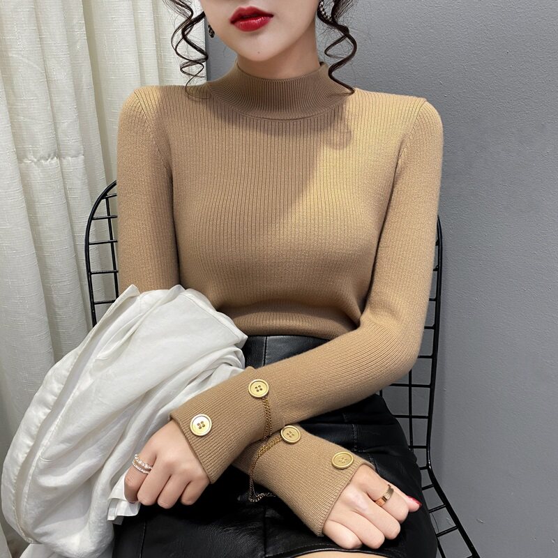 半高领黑白色打底衫女春秋冬20毛衣 朗万雪毛针织衫