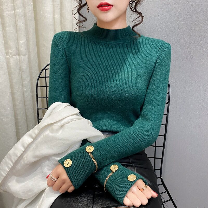 半高领黑白色打底衫女春秋冬20毛衣 朗万雪毛针织衫