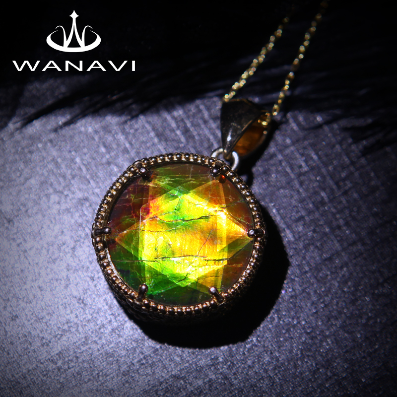 瓦萨比天然加拿大斑彩石吊坠女22mm定制原石大卫星戒面裸石送闺蜜 - 图1