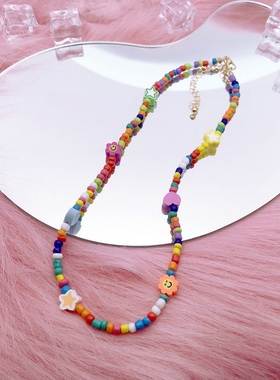 欧美ins辣妹y2k少女可爱笑脸串珠