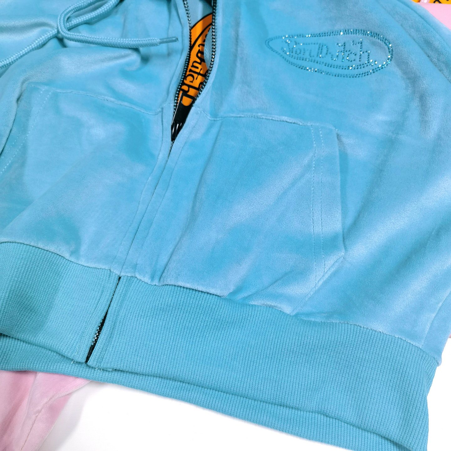 仅一批美国单复古辣妹丝绒字母烫钻休闲连帽衫卫衣外套女短款上衣,淘宝优惠券,粉丝福利购,淘宝优惠卷