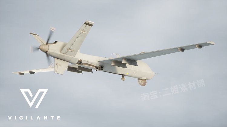 UAV MQ-9 Reaper West无人机UE4虚幻引擎副翼襟翼稳定器方向舵 - 图2