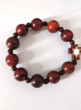 进口玫瑰念珠十字架手链