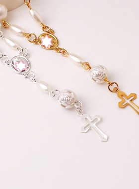 玫瑰十字念珠手链龙虾扣