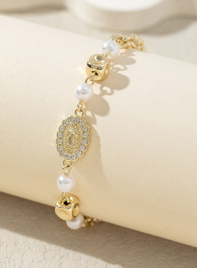 纯铜镀金珍珠微镶轻奢手链女款