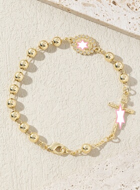 金属极简几何圆圈十字架手链