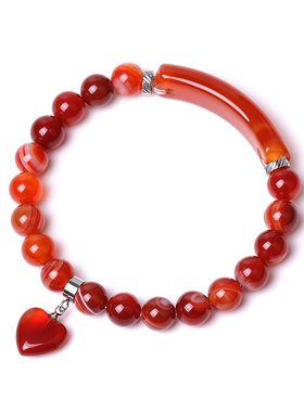 虎眼石爱心手链心形吊坠串珠