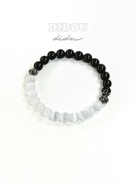 手链黑曜石银曜石手串小众高级感原创复古首饰情侣轻奢配饰礼物