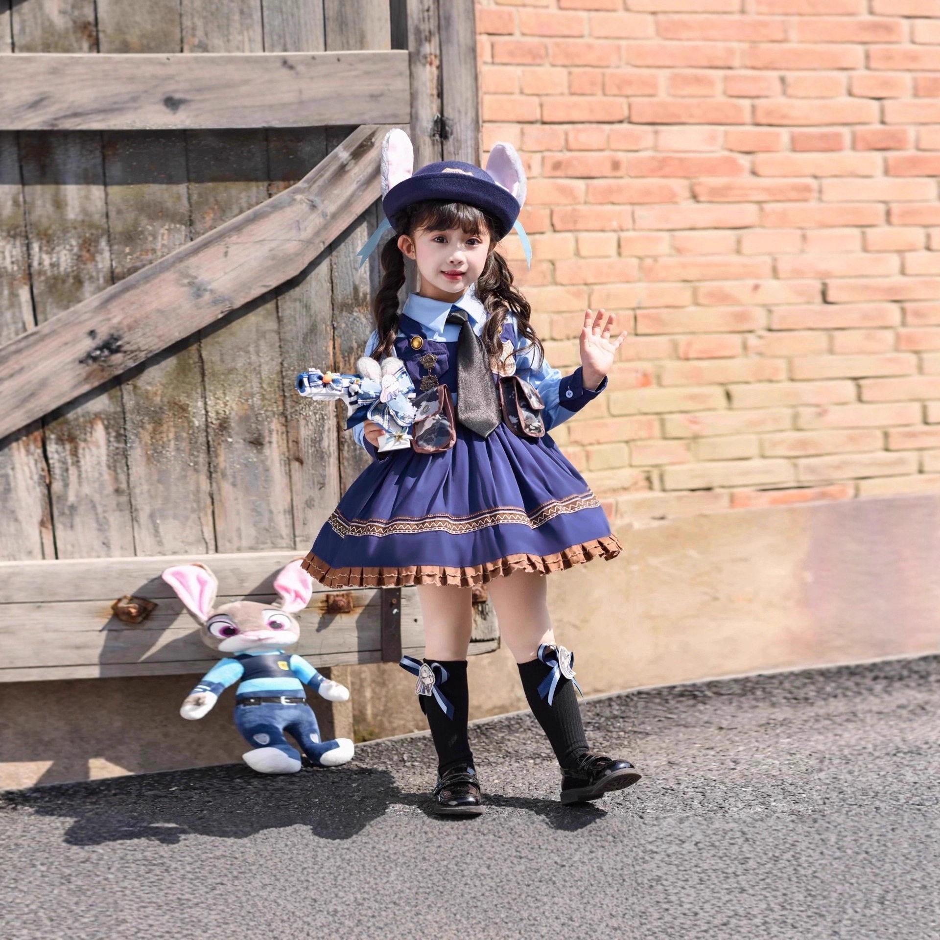 兔子警官裙子儿童加绒连衣裙朱迪衣服洛丽塔女孩礼服女童公主裙 - 图2