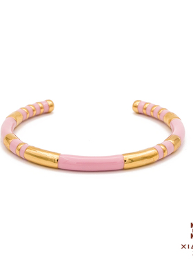 夏苒XIARAN「泡泡手镯」时尚百搭手工珐琅粉色少女重工手镯细手环