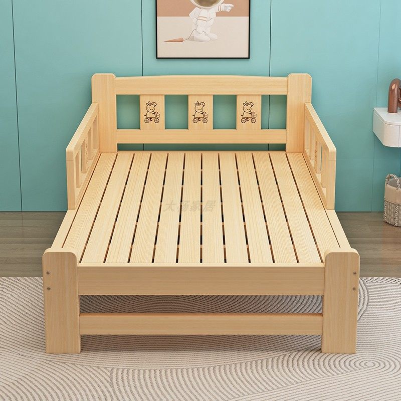 全实木儿童床男孩女孩单人带护栏小床简易松木加宽拼接大定做,淘宝优惠券,粉丝福利购,淘宝优惠卷