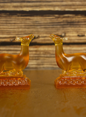 古法琉璃藏传双鹿法轮佛堂供具摆件八宝之一贡品法轮宝七政宝