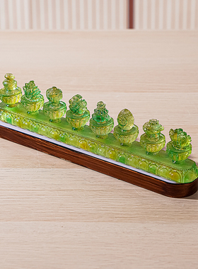 水琉璃七政宝八供八吉祥八瑞物家用树脂摆件佛前供佛长明灯led灯