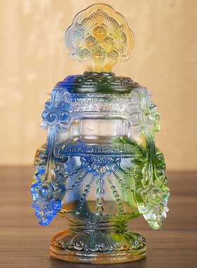古法琉璃摩尼宝如意宝瓶家用摆件