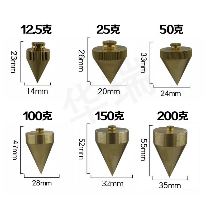 黄铜线坠线垂线陀线坠线锥吊线坠铜线锤垂12.5/50/100/200/500克 - 图0