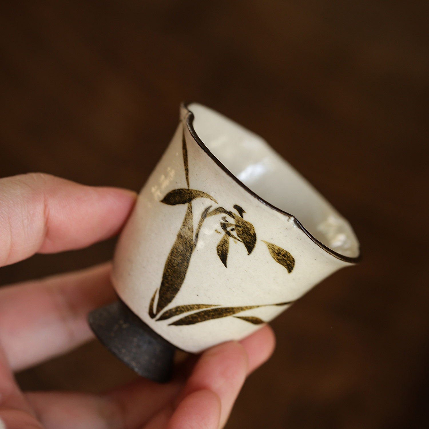 手绘花口陶泥主人杯单杯兰花复古茶杯功夫茶具杯子品茗杯陶瓷手工,淘宝优惠券,粉丝福利购,淘宝优惠卷