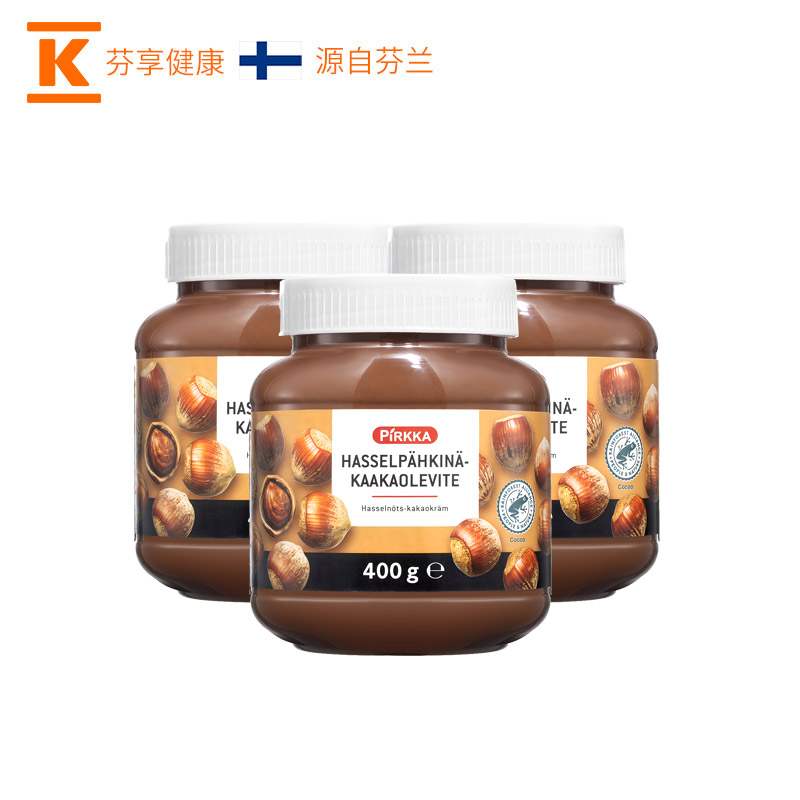 Pirkka進口零食榛子可可醬400克*3巧克力醬烘焙果醬效期2023.9.1_Kesko海外旗艦店_零食/堅果/特產