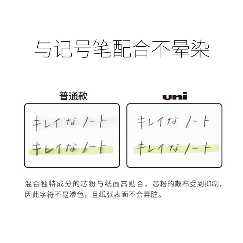 日本UNI三菱UL-S防蹭脏铅芯Smudge Proof浓黑不晕染防污替芯自动铅芯0.5 0.3 0.7不易断活动铅笔芯2b 2h hb-图2