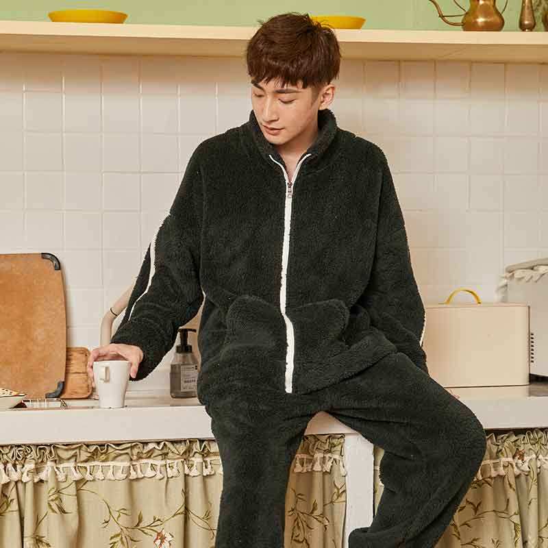 冬季珊瑚绒男士天学生可出门睡衣 金喜彩本初睡衣/家居服套装