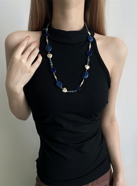 复古ins风银色金属爱心项链腰链