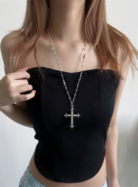 辣妹轻奢y2k个性锆石十字架项链
