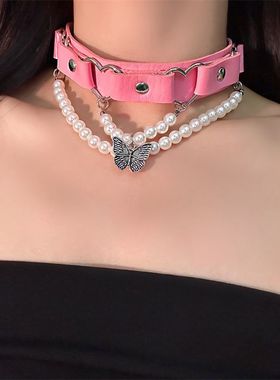 美宣雅皮革项链女甜酷风choker
