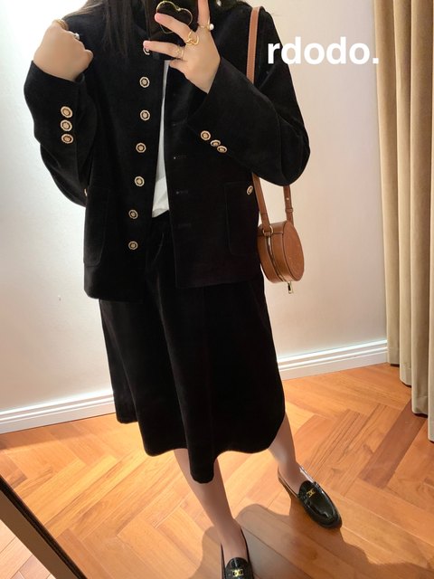 Japanese velvet short exquisite coat skirt