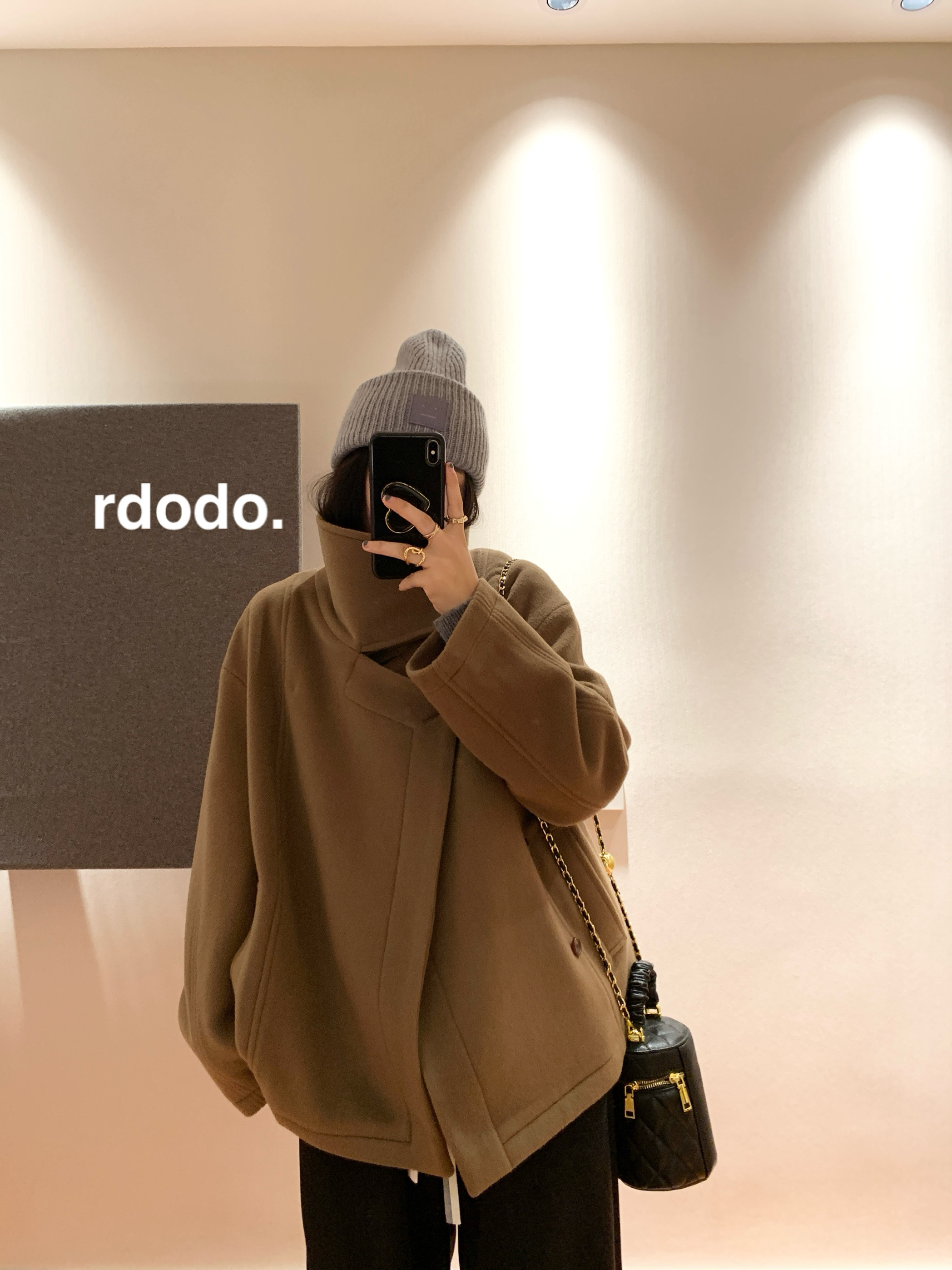 Rdodo自线你穿你也金敏喜同款lemaire山羊绒羊毛立领短款大衣厚款 - 图2