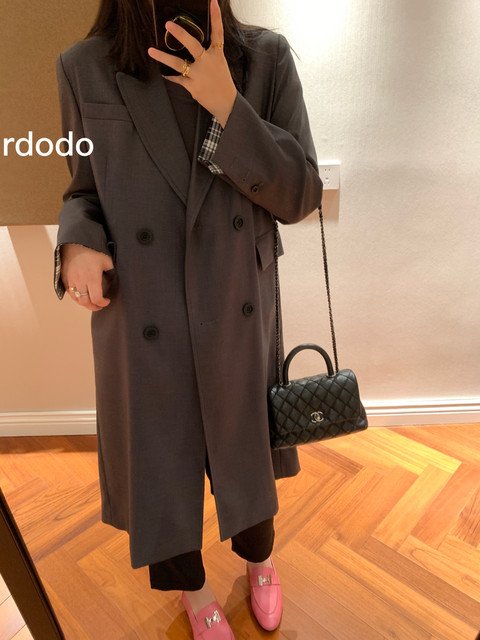 Rdodo's own classic commuter Italian imported fabric minimalist shoulder suit style mid-length windbreaker jacket