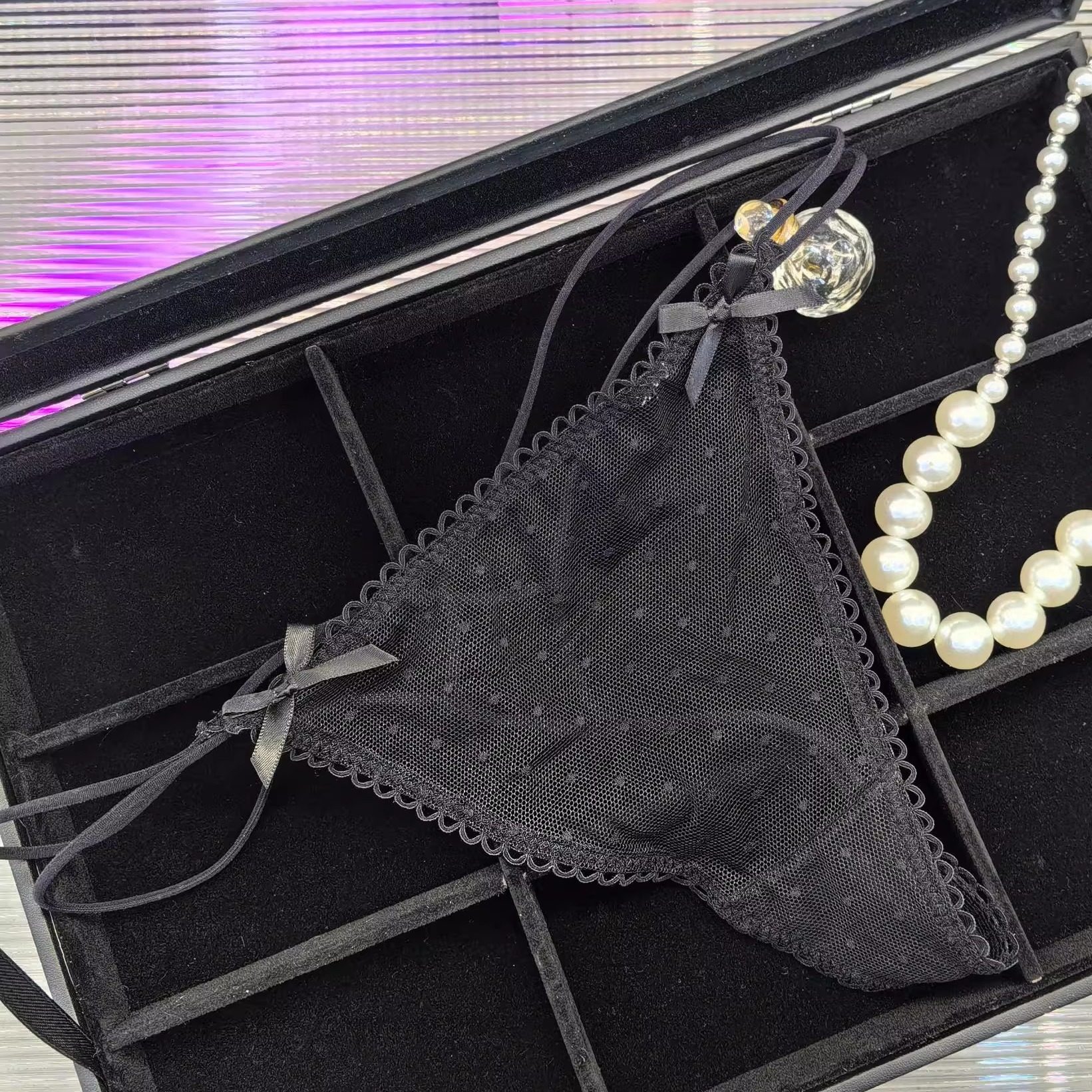 新款性感内裤女细带日系透气轻薄波点网纱可爱丁字裤女甜美T裤头,淘宝优惠券,粉丝福利购,淘宝优惠卷