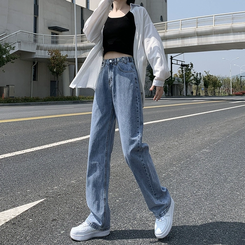 Светлые цветные осенние джинсы, штаны, леггинсы, высокая талия, 2024 года, свободный прямой крой, по фигуре