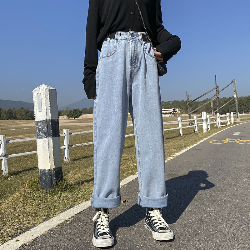 haoall旗舰店夏季薄款阔腿牛仔裤女年新款高腰垂感宽松直筒泫雅风拖地裤子2