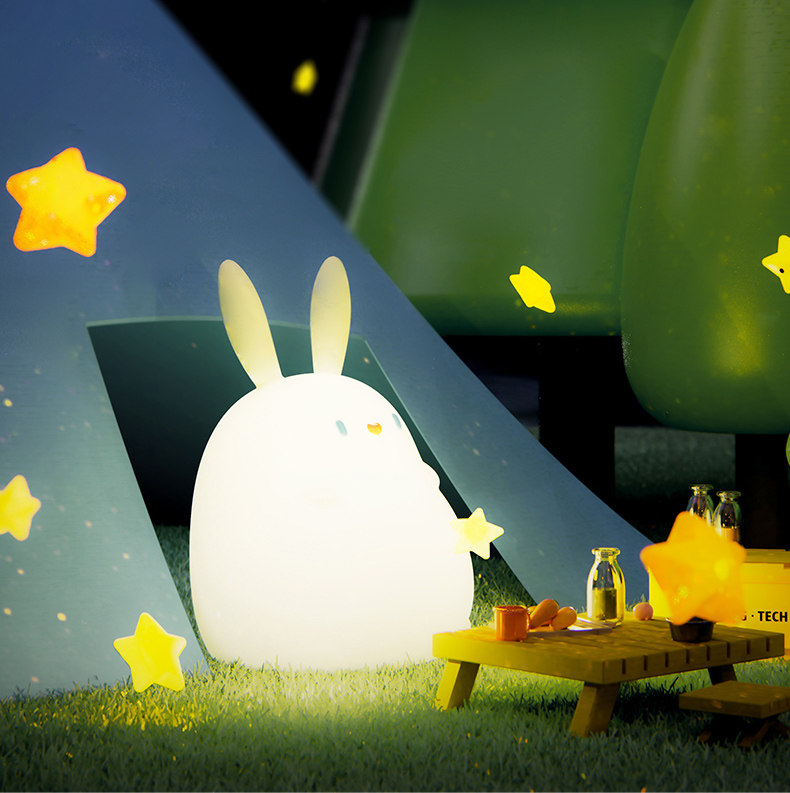 黑白客小兔子小夜灯|卧室睡眠床头充电婴儿喂奶护眼可爱创意礼物,淘宝优惠券,粉丝福利购,淘宝优惠卷