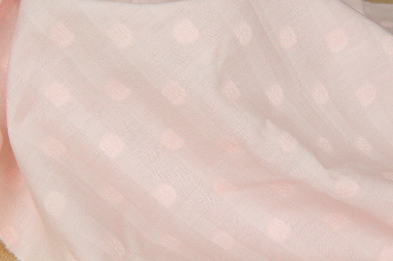 日单DIY布料/面料柔美粉色刺绣小花型棉布汉服/服装 100%纯棉-图1