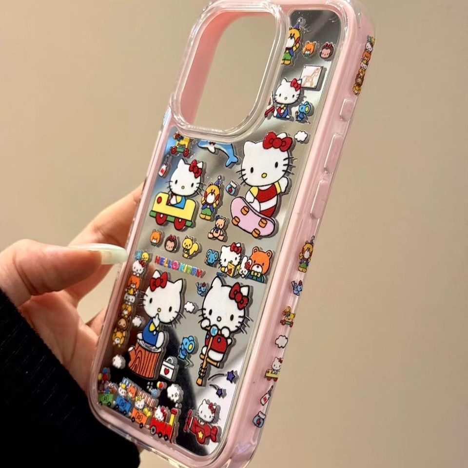 镜面杂货店浇花滑板猫咪适用iphone16promax苹果15p手机壳新款14p,淘宝优惠券,粉丝福利购,淘宝优惠卷