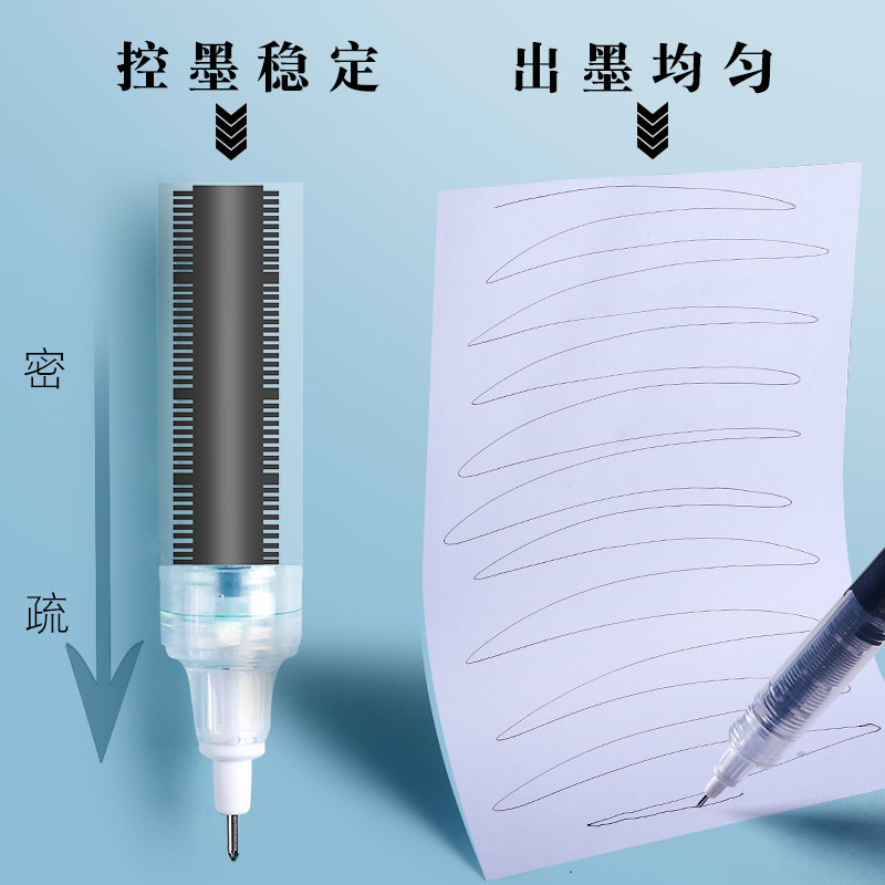 100支直液式速干走珠笔黑笔中性笔ins日系高颜值签字刷题水性碳素笔圆珠笔小学生巨能写作业考试专用学习用品 - 图0