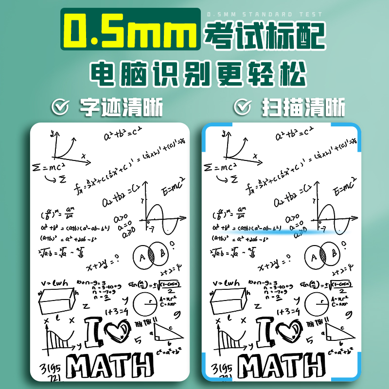 ST头按动笔芯按动笔中性笔0.5mm黑色黑笔芯速干大容量按压式葫芦头考试专用刷题笔头替芯水笔水性笔心替换芯-图1