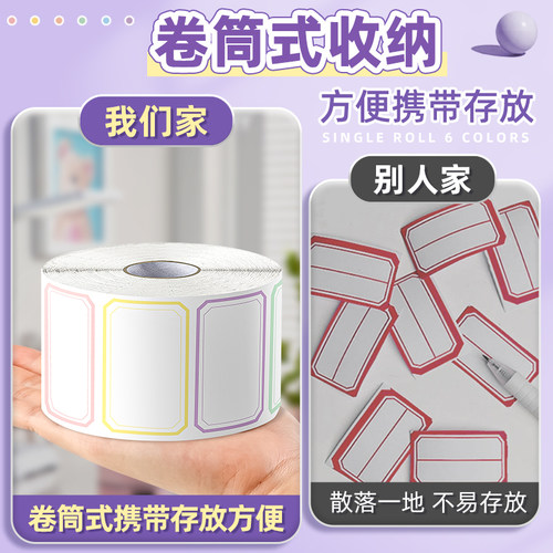 不干胶标签贴纸手写可粘贴自粘标签纸口取纸办公分类便签贴标记索引防水可爱姓名贴大小空白商品标价格贴纸D1 - 图0