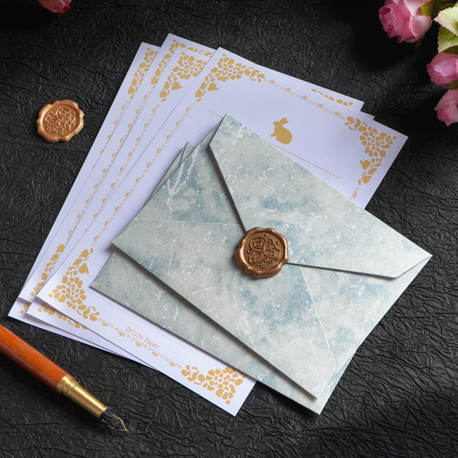 鎏金浮雕信纸信封套装高级感纹理写信告白祝福仪式送女友男友情侣表白手写信浪漫仪式感复古简约ins风情书B1,淘宝优惠券,粉丝福利购,淘宝优惠卷