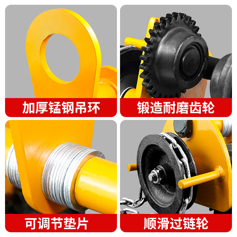 沪工手推单轨跑车手拉小车2吨桃型吊车工字钢滑轮滑车葫芦吊运器 - 图2