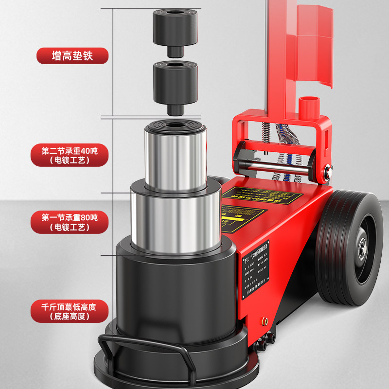 HUGO卧式气动千斤顶80吨100T120T汽修重型气压液压千金顶可折叠,淘宝优惠券,粉丝福利购,淘宝优惠卷