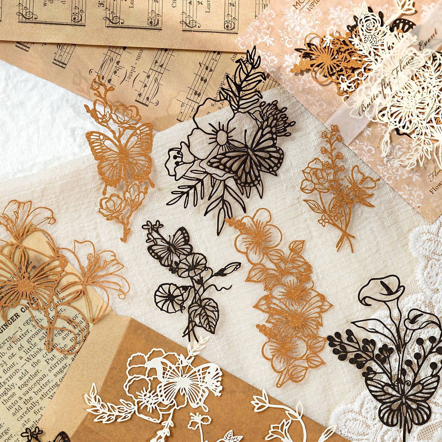 Momo Hollow Lace Paper Flowers and Leaves Series