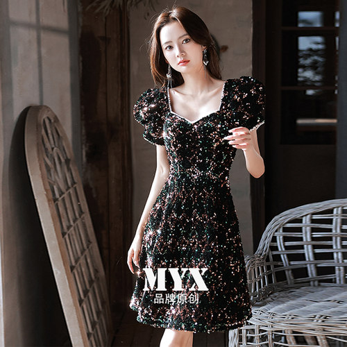 法式洋装小晚礼服女冬2026新款气质高端时尚轻奢高级感宴会连衣裙 - 图0