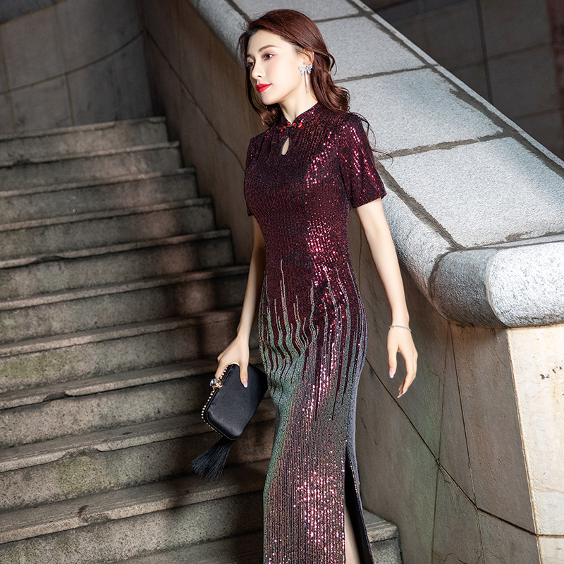 鱼尾旗袍女2022新款宴会高贵晚礼服 慕樱秀礼服/晚装