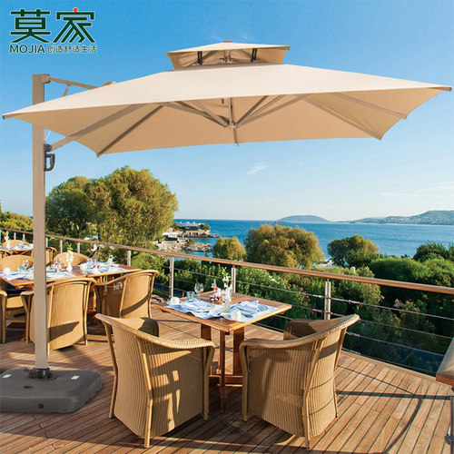 莫家户外伞庭院伞液压伞日夜两用LED带灯遮阳伞3秒自动开伞新品 - 图0