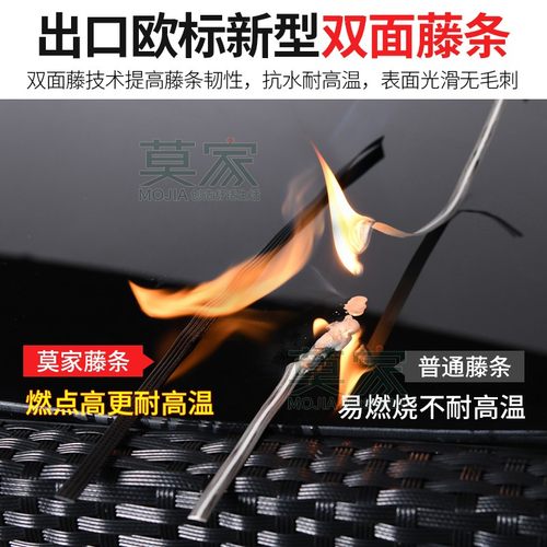 莫家户外桌椅铝合金藤编休闲阳台 茶 桌接待高端藤椅庭院桌椅组合 - 图2