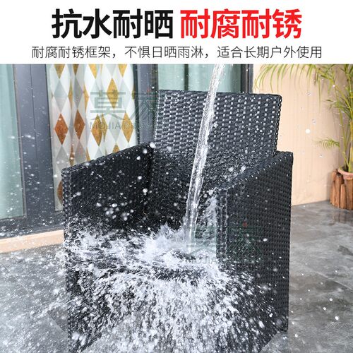 莫家户外桌椅铝合金藤编休闲阳台 茶 桌接待高端藤椅庭院桌椅组合 - 图0