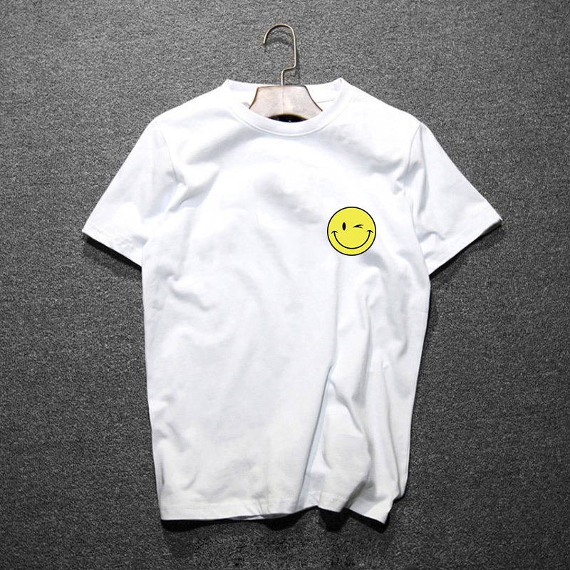 潮统旗舰店夏季潮流印花纯棉圆领白色T恤男短袖打底情侣上衣定制班服工作服3
