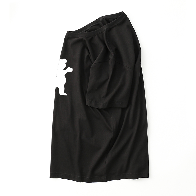 潮统旗舰店夏装情侣装欧美ins潮牌卡通小熊印花T恤男短袖宽松BF风半袖女上衣3